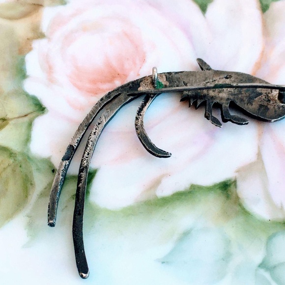 Antique Cast Sterling Huge Bird of Paradise Brooch - Picture 6 of 8